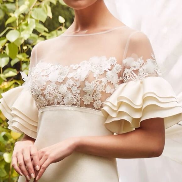 Rime Arodaky Astaire embroidered tulle, crepe and organza mini dress sz 42/ US s - Picture 5 of 12